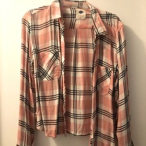 Pink button up flannel